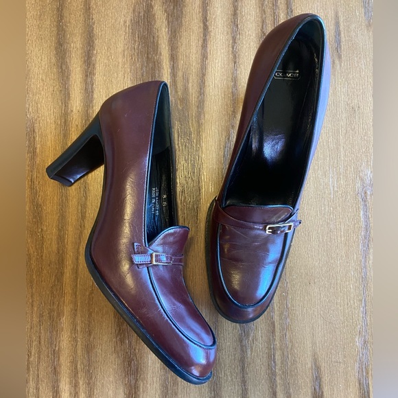 Coach Shoes - Vintage Coach Made in Italy Burgundy Heeled Loafers